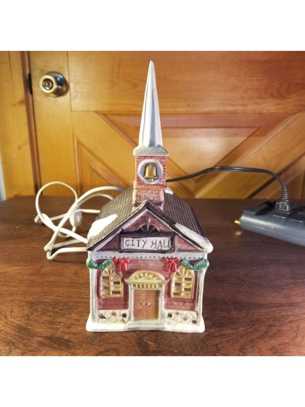 Rex & Lee Christmas Village City Hall 1989 Lighted Porcelain Ceramic Vintage